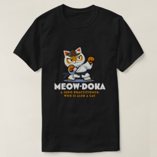 Funny Cat White and Brown Judo Black Belt T-Shirt