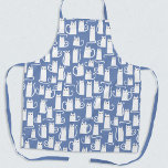 Funny Cat White Blue Schürze<br><div class="desc">Kleine,  weiße Katzen auf blauem Hintergrund,  perfekt für Tierfreunde. Originelle Kunst von Nic Squirrell.</div>