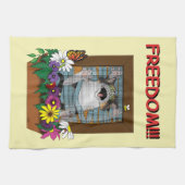 Funny Cat Window Yellow Freedom Geschirrtuch (Horizontal)