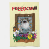 Funny Cat Window Yellow Freedom Geschirrtuch (Vertikal)