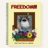 Funny Cat Window Yellow Freedom Notizblock (Vorderseite)