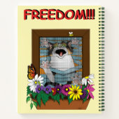 Funny Cat Window Yellow Freedom Notizblock (Rückseite)