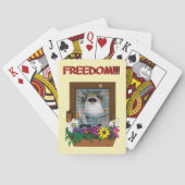 Funny Cat Window Yellow Freedom Spielkarten (Rückseite)