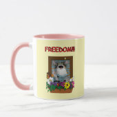 Funny Cat Window Yellow Freedom Tasse (Links)