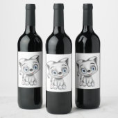 Funny Cat Wine Label - Niedliches Personalisiertes Weinetikett (Flaschen)