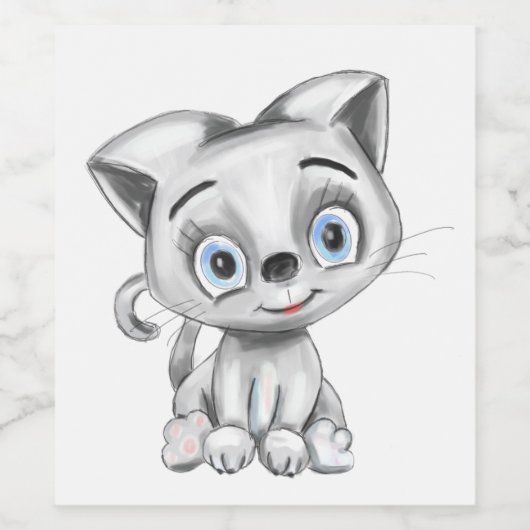 Funny Cat Wine Label - Niedliches Personalisiertes Weinetikett (Einzelnes Label)