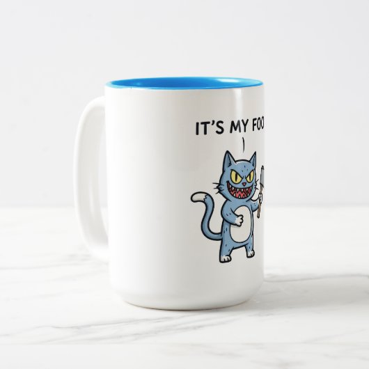 Funny Cat with Axe Zweifarbige Tasse (Vorderseite Links)