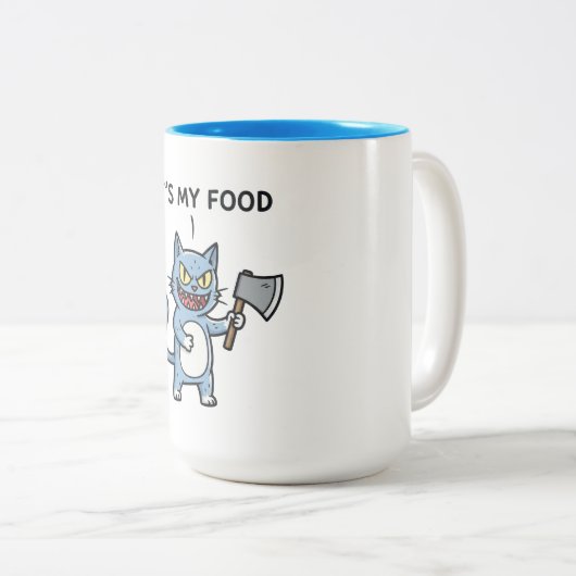 Funny Cat with Axe Zweifarbige Tasse (VorderseiteRechts)