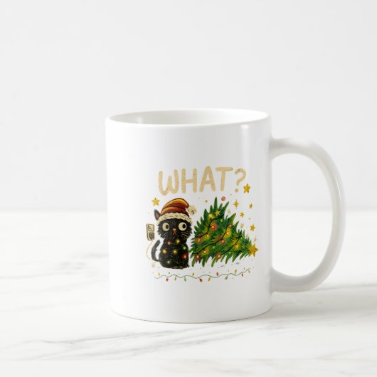 Funny Cat With Christmas Lights And Fallen Tree Ar Kaffeetasse (Rechts)