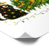 Funny Cat With Christmas Lights And Fallen Tree Ar Poster (Ecke)