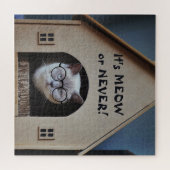 Funny Cat With Glasses It's Meow or Never Quote Puzzle (Horizontal)