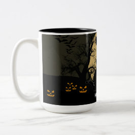 Funny Cat With Knife Custom Text Halloween Mug Zweifarbige Tasse