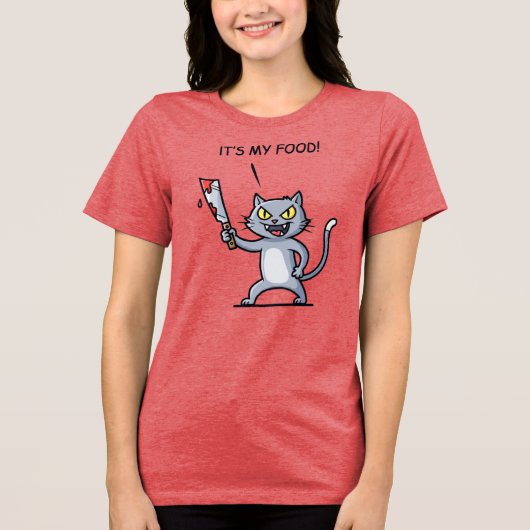 Funny Cat with Knife Tri-Blend Shirt (Vorderseite)