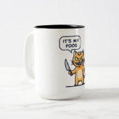 Funny Cat with Knife Zweifarbige Tasse (Vorderseite Links)