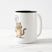 Funny Cat with Knife Zweifarbige Tasse (VorderseiteRechts)