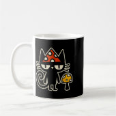 Funny Cat With Mushroom Hat Black Cat With Toadsto Kaffeetasse (Links)