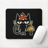 Funny Cat With Mushroom Hat Black Cat With Toadsto Mousepad (Mit Mouse)