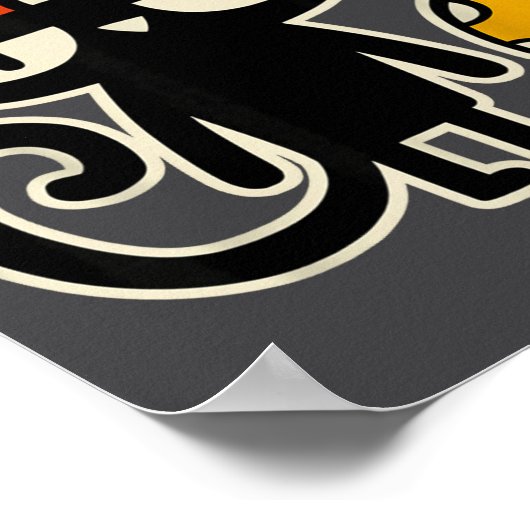 Funny Cat With Mushroom Hat Black Cat With Toadsto Poster (Ecke)