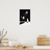 Funny cat with telescope poster (Küche)