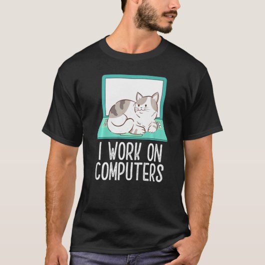 Funny Cat work from Zuhause T-Shirt (Vorderseite)