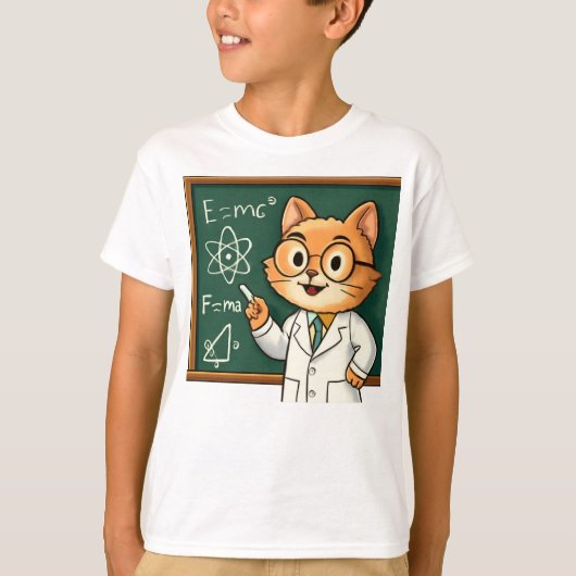 Funny Cat Working from Zuhause Illustration T-Shirt (Vorderseite)