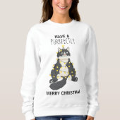 Funny Cat Wrapped in Christmas Lights Winter Humor Sweatshirt (Vorderseite)