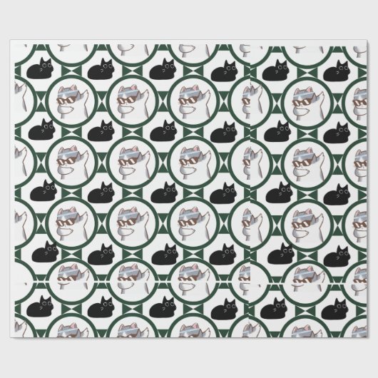 Funny Cat Wrapping Paper Geschenkpapier (Flach)