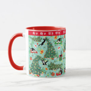 Funny Cat Wrecks Weihnachtsbaum Custom Tasse