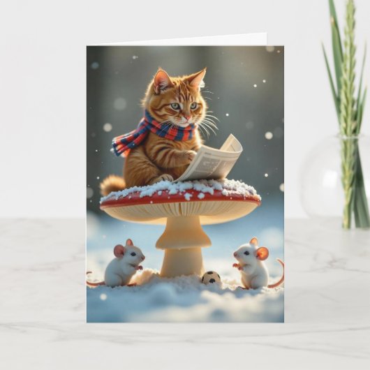 Funny cat Xmas card  Feiertagskarte (Vorderseite)