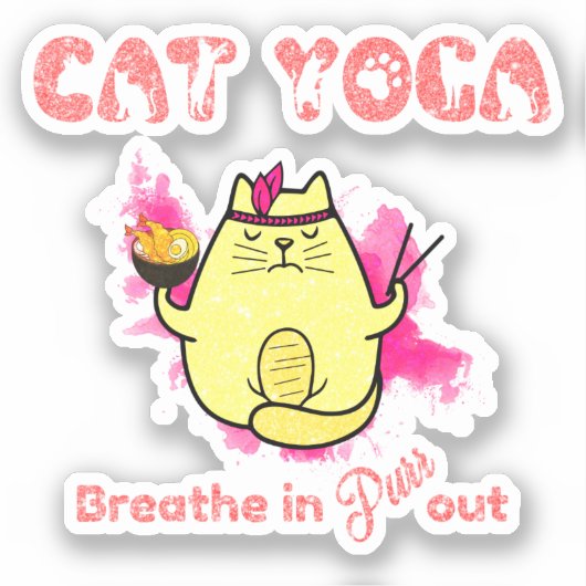 Funny Cat Yoga Aufkleber (Vorderseite)