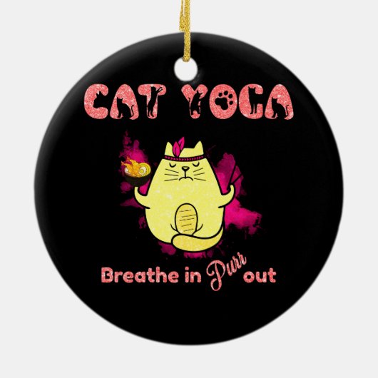 Funny Cat Yoga Keramik Ornament (Hinten)
