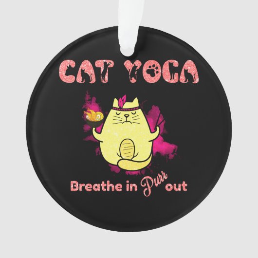Funny Cat Yoga Ornament (Vorderseite)