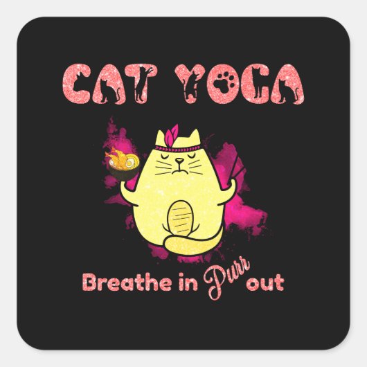 Funny Cat Yoga Quadratischer Aufkleber (Vorderseite)
