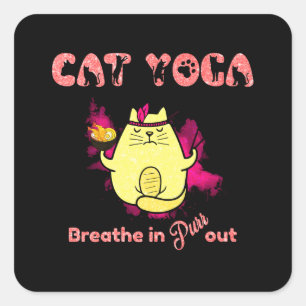 Funny Cat Yoga Quadratischer Aufkleber