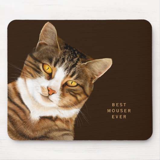 Funny Cat Zeichne benutzerdefinierten Text braun B Mousepad (Vorne)