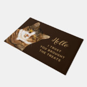 Funny Cat Zeichnend Brown Beige Fußmatte (Schrägansicht)