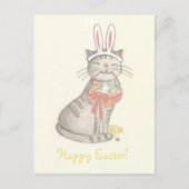 Funny Cat Zeichnend/ Frohe Ostern Postkarte (Vorderseite)