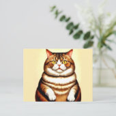 Funny Cat Zeichnend Postkarte (Stehend Vorderseite)