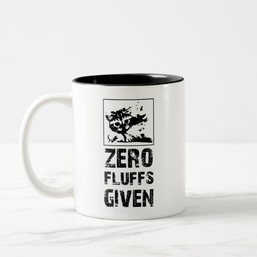 Funny Cat Zitat: Null Fluffs gegeben Zweifarbige Tasse (Links)