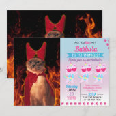 Funny Cat zu Halloween Devil Costume Einladung (Vorne/Hinten)