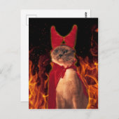 Funny Cat zu Halloween Devil Costume Postkarte (Vorne/Hinten)