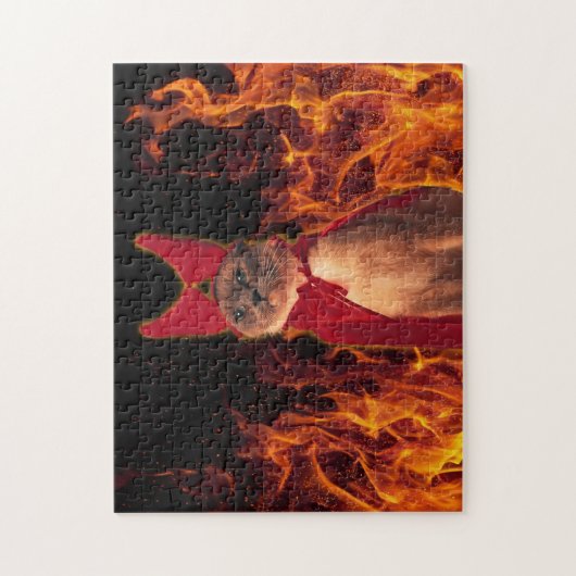 Funny Cat zu Halloween Devil Costume Puzzle (Vertikal)