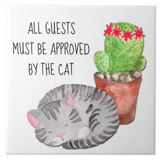 Funny Cat Zulassung Gäste Fliese (Vorderseite)