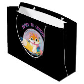 Funny Cat Zurück zur Schule Große Geschenktüte (Rückseite Schrägansicht)