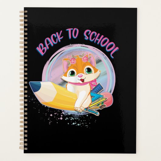 Funny Cat Zurück zur Schule Planer (Vorderseite)