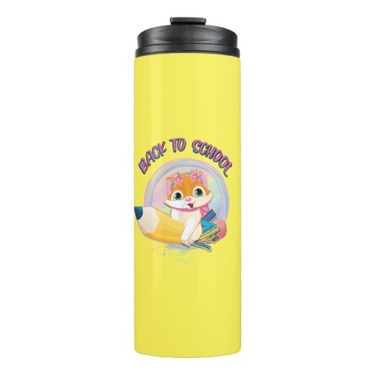 Funny Cat Zurück zur Schule Thermosbecher (Vorderseite)