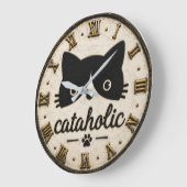 Funny Cataholic Cat Große Wanduhr (Winkel)