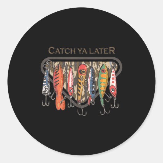 Funny Catch Ya Later Camo Fishing Lure Angler Fish Runder Aufkleber (Vorderseite)