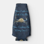 Funny Catching Crabs Logo auf blau, Flaschenkühler (Vorderseite)