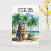 Funny Catnip "Be Happy" Cat Faltes Grußkarte Karte (Gelbe Blume)